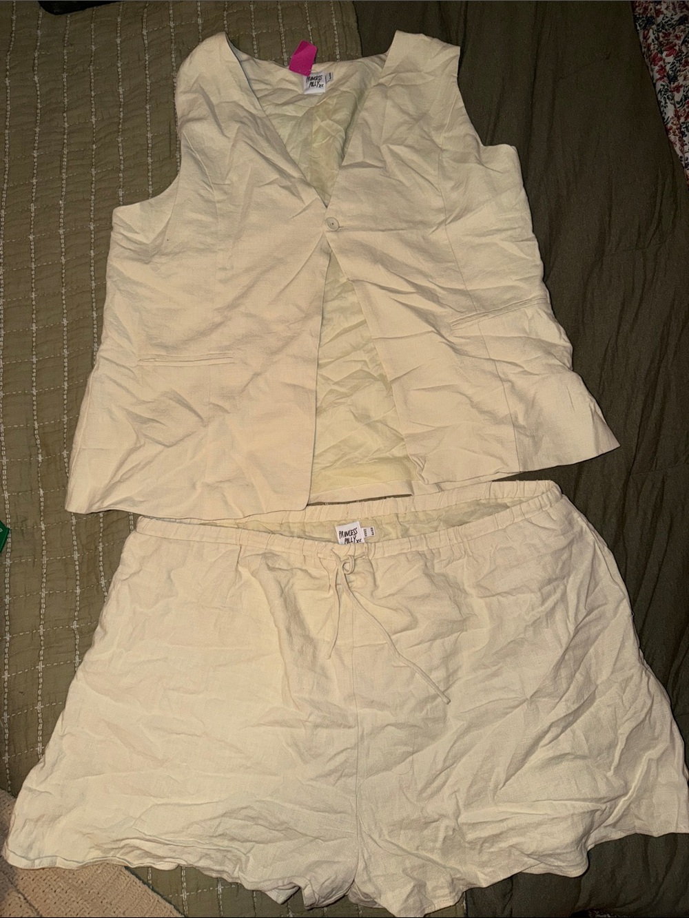Princess Polly Cream Two-Piece Skirt Set Vest & Skirt
